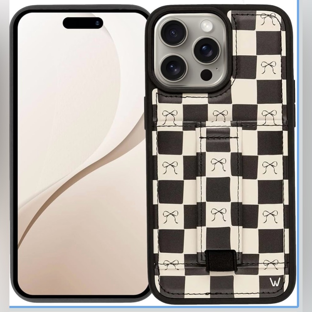 iPhone 16 pro max Walli case. Checkered Black and White.
